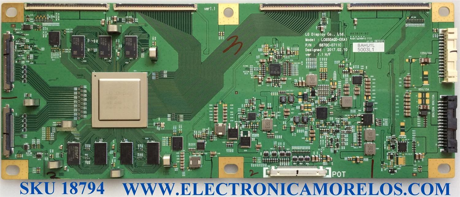 T-CON / LG 6871L-5003L / 6870C-0711C / 6870C-0711B / LC650AQD-EKA1 / 5003L / PANEL LC550AQD (EK)(A1) / MODELOS OLED55C7P-U.BUSYLJR / OLED55C7P / PARTES SUSTITUTAS 6871L-5003E / 6871L-5003A / 6871L-5003C / 6871L-5328C